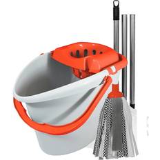 Charles Bentley 'Brights' Microfibre Mop & Bucket Set Orange Cleaning Set