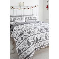 Portfolio Home Bedmaker Noel Grey Christmas Single Duvet Cover Grey, Red