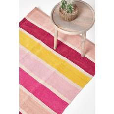 Homescapes Chenille Striped Pink, Yellow, Beige, Red