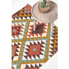 Homescapes Oslo Diamond Pattern White, Yellow, Orange, Grey, Brown