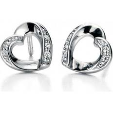 Fiorelli Clear Cubic Zirconia Ribbon Hearts Earrings E5085C