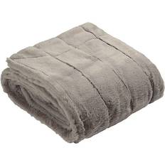 Paoletti Empress Faux Fur Blankets Beige, Grey