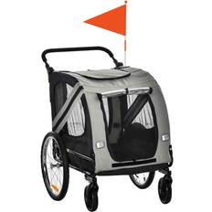 Pawhut 2-in-1 Dog Bike Trailer W/ Universal Wheel Reflector Flag 72.5x107.5cm