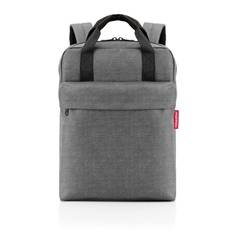 Grey Totes & Shopping Bags Reisenthel allday Backpack M EJ7052 Twist Silver Ryggsäck tillverkad av återvunna PET-flaskor med 15 l volym Hög kvalitet och bekväm B 30 x H 39 x D 13 cm