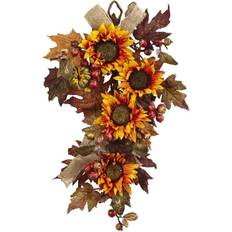 Nearly Natural Sunflower and Teardrop Artificial Wall Decor