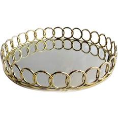 American Atelier Round Mirror Looped Tray In Gold Serving Tray 38.1cm