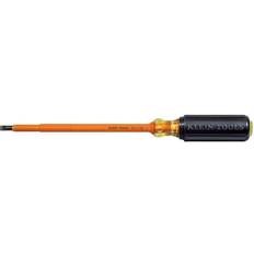 Klein Tools 1/4 in. Insulated Cabinet-Tip Flat Head Screwdriver with 7 Round Shank- Cushion Grip Slotted Screwdriver