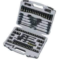 Stanley 1/4 & 3/8 in. Drive Black Chrome Laser Etched SAE & Metric Mechanics Tool Set 99-Piece Head Socket Wrench