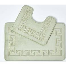 Green Bath Mats Homescapes Memory Foam Greek Key Sage Silver, Green, Grey