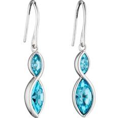 Fiorelli Sterling Aqua Crystal Navette Dangle Earrings