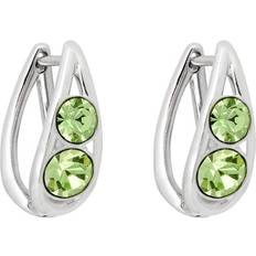 Fiorelli Sterling Teardrop Peridot Crystals Hoop Earrings E6161G