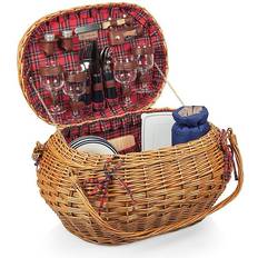 Picnic Time 302-55-401-000-0 Highlander Basket in Red and Blue Tartan Pattern