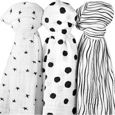 Ely's & Co. Cotton Muslin Swaddle Blanket 3 Pack Black No Size