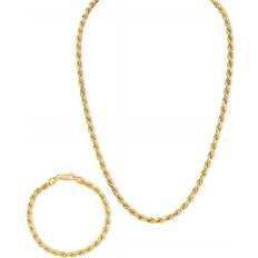 Esquire Rope Link Chain Necklace & Matching Bracelet Set - Gold