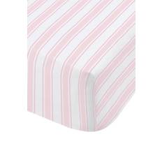 Bianca Check Stripe Fitted Bed Sheet White, Pink