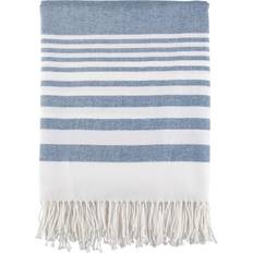 Saro Lifestyle TH160.NB5060 Striped Blankets Blue, Natural (152.4x127cm)