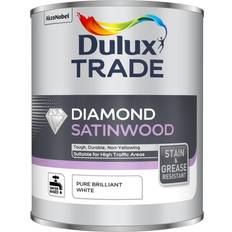 Dulux trade diamond white satinwood Dulux Trade Diamond Satinwood Wood Paint Pure Brilliant White 1L