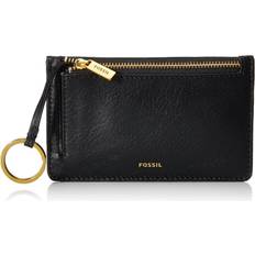 Fossil Women's Logan Leather Zip Card Case Wallet - Black