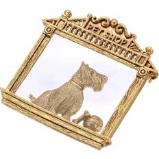 1928 Jewelry Tone Dog in Pet Shop Window Pin, Women's