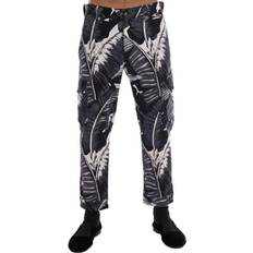 Men - XXXS Trousers Dolce & Gabbana Gray Banana Leaf Cotton Pants