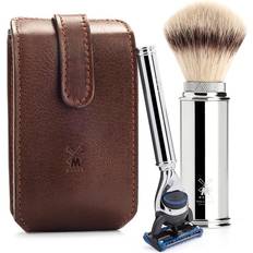 Mühle Travel Fusion Shaving Kit Leather Synthetic Brush Brown