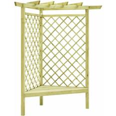 vidaXL Corner Pergola with Seat 130x130x197 Impregnated Pinewood