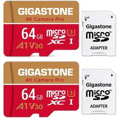 Gigastone Micro SD Card 64GB 2-Pack, 4K Video Recording, 4K Game Pro, Nintendo-Switch Compatible, R/W up to 95/35MB/s, Micro SDXC UHS-I A1 V30 Class