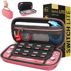 Orzly Carry Case for Switch Lite - Portable Travel Carry Case with Storage for Switch Lite Games & Accessories [Coral]