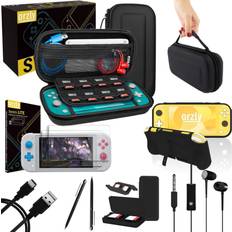 Orzly Switch Lite Accessories Bundle - Case & Screen Protector for Lite Console, USB Cable, Grip Case, Pack