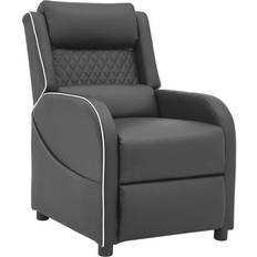 Gaming Racer Recliner Ergonomic Leather Computer Chair Cinema Armchair, Black with Grey Trim