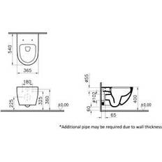 Vitra Sento Easy Clean Wall Hung Toilet Pan & Soft Close Slim Seat Matt White