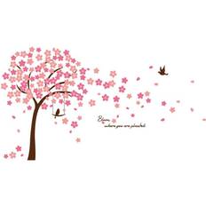 Pink Wall Decor Kid's Room Walplus Home Decoration Sticker Cherry Blossom 320x180cm Pink Family Decal