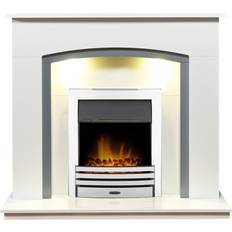 Adam Tuscany Fireplace in Pure White & Grey with Eclipse Electric Fire in Chrome, 48 Inch