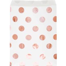 Unique Party 62899 Foil Rose Gold Polka Dot Paper Treat Bags, Pack of 8