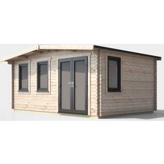 Power Grey Sheds power Sheds 12 Hand Door Apex Chalet Log Cabin (Building Area )