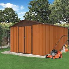 2.5m, Coffee Birchtree Steel Apex Garden Shed Garden (Building Area )