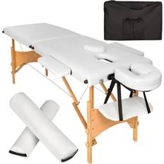 tectake Massage table Set Freddie Headrest, armrests, face pad & bolster cushions white