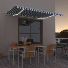 vidaXL Manual Retractable Awning with led