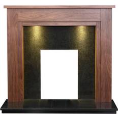 Adam Sudbury Fireplace in Walnut & Black Granite with Downlights, 48 Inch