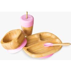 Bamboo Suction Toddler Tableware Set, eco rascals Feeding Sets, Pink
