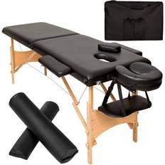 tectake Massage table Set Freddie Headrest, armrests, face pad & bolster cushions black