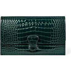 Aspinal of London Green Crocodile Print Travel Wallet With Removable Inserts