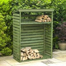 Kingfisher Large Wooden Garden Log Store Shed with Shelf