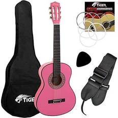 Tiger CLG4-PK 3/4 Size Classical Guitar Pack Beginners Package with Accessories Pink