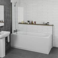 Bathtubs 1500x700mm Bathroom Single Ended Curved Bath Acrylic White Front Panel