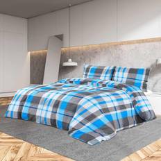 vidaXL Bäddset bomull Duvet Cover Grey, Blue (200x200cm)