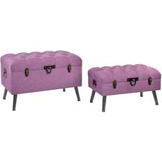 Polyester Storage Benches Dkd Home Decor Fuchsia Storage Bench 81x52cm 2pcs