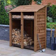 Brown Firewood Shed Cottesmore 6ft log store + Kindling Shelf Rustic