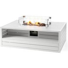 Norfolk Leisure Aluminium Rectangular White Cocoon inc Burner and Glass Screen Firepit