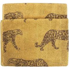 furn. Leopard Animal Jacquard Hand Guest Towel Gold